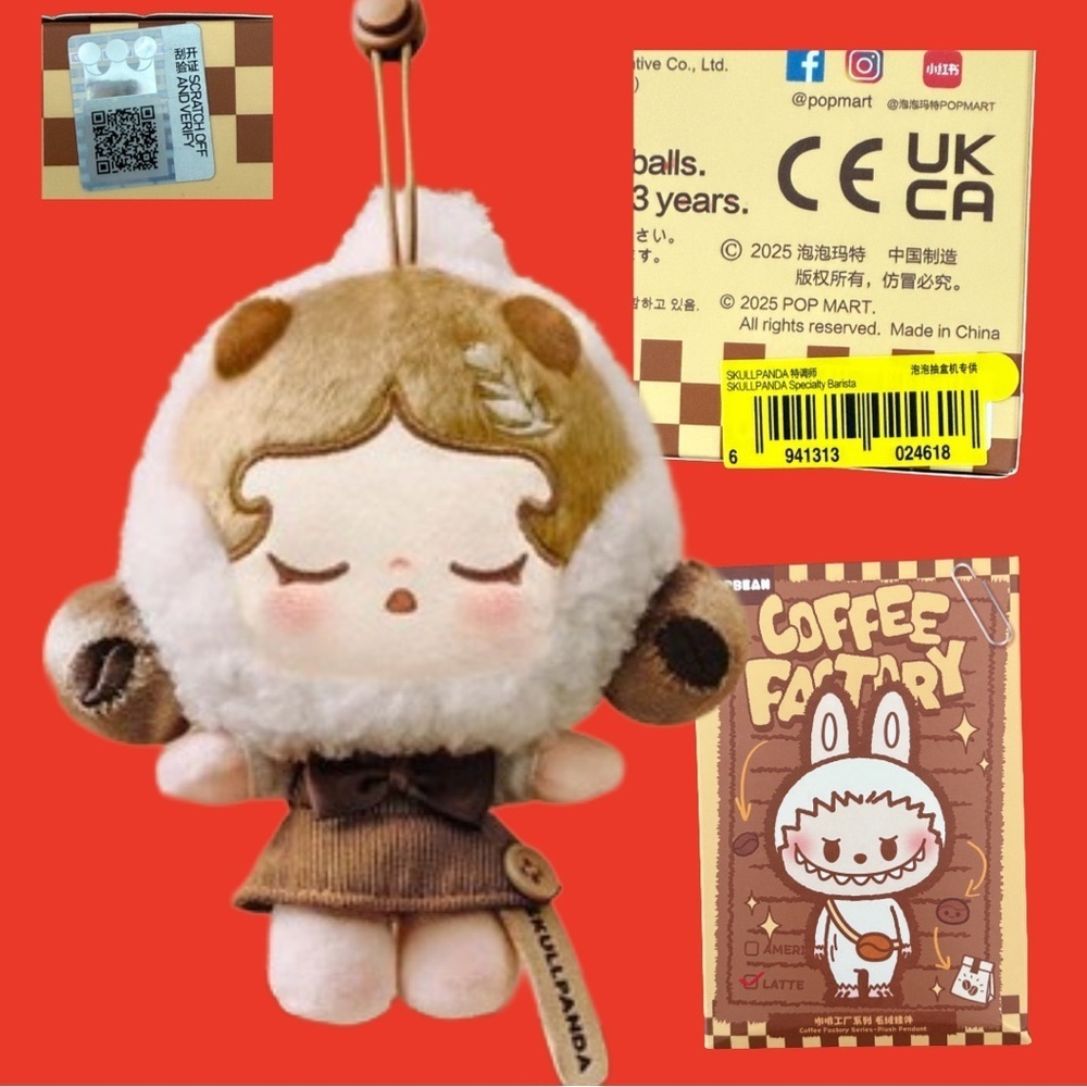 SKULLPANDA Specialty Barista Plush Pendant POP BEAN POP MART NIB